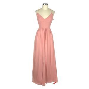 DESSY COLLECTION Desert Rose Spaghetti Strap Maxi Gown Chiffon Size 2 NWT